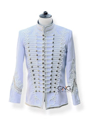 Napoleonic White Wool Military Jacket Steampunk Military Jacket Tunic Jacket
