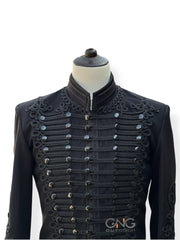 Napoleonic Black Wool Military Jacket Steampunk Military Jacket Tunic Jacket