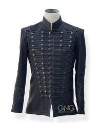 Napoleonic Black Wool Military Jacket Steampunk Military Jacket Tunic Jacket