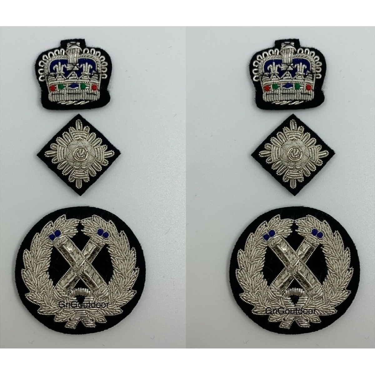 Met Police Commissioner Rank Badge Embroidered Silver Bullion Wire Rank Pair