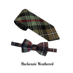 Men's Scottish Mackenzie Weathered Tartan Bow And Tie Formal Bow Tie For Wedding