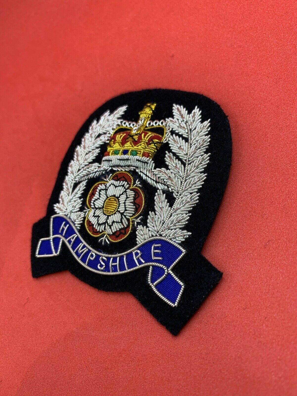 Hampshire Police Hand Embroidered Bullion Wire Hat Badge Hampshire Police Cap Badge