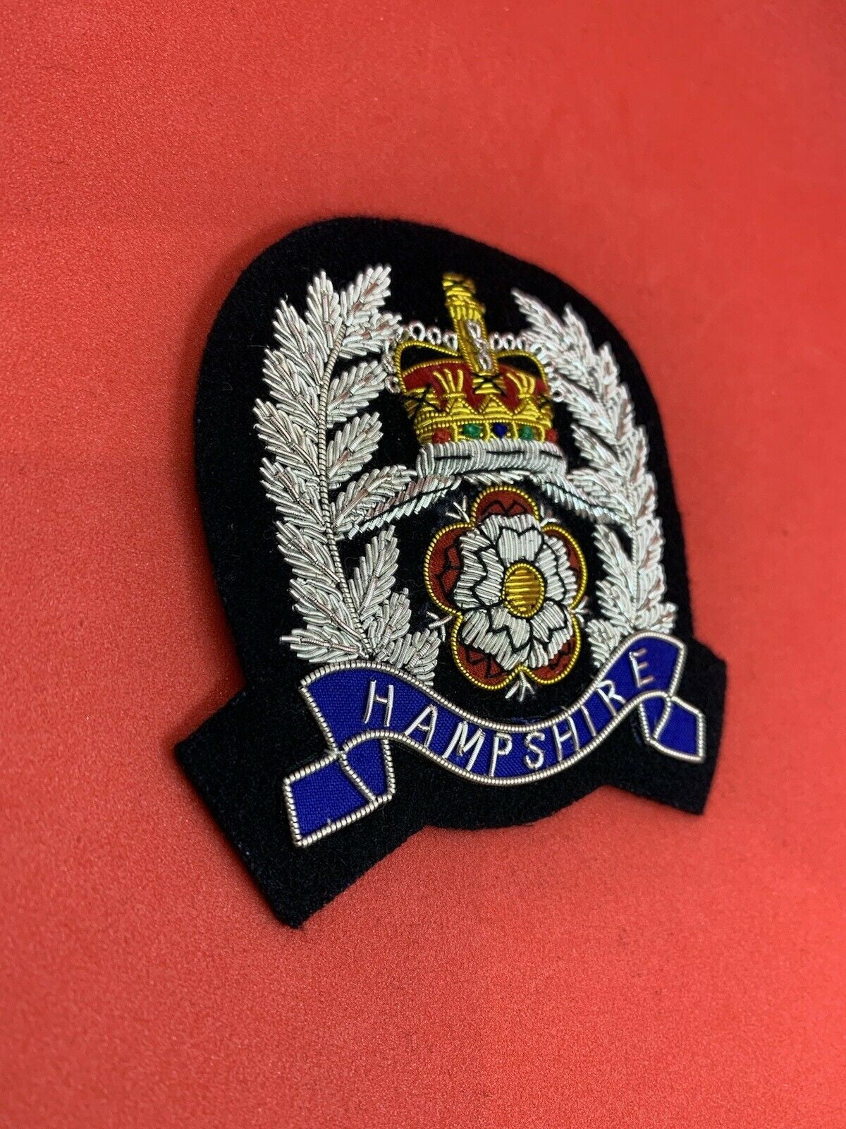 Hampshire Police Hand Embroidered Bullion Wire Hat Badge Hampshire Police Cap Badge