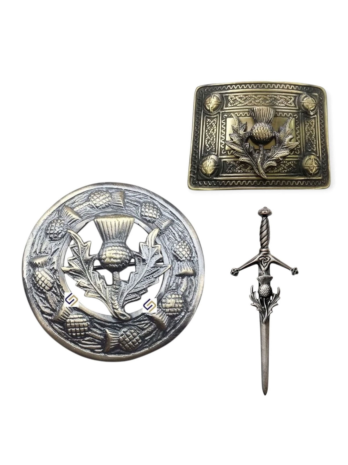 Men's Scottish Thistle Antique Kilt Pin, Brooch, Buckle