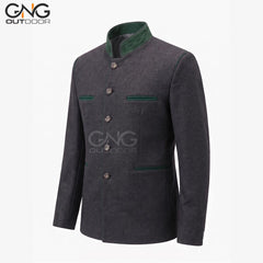 German Bavarian Jacket Charcoal Grey Wool Jacket | Traditional Custom Jacket