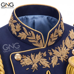 Navy Blue Military Parade Jacket with Gold Embroidery, Band Uniform Coat, Drum Major Jacket, Royal Ceremony & Wedding Blazer