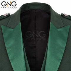 Men's Scottish Green Serge wool Prince Charlie Jacket 3 Button Vest Jacket