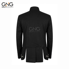 Men’s Black Scottish Doublet Jacket Braided Shoulder Highland Formal Jacket