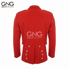 Men's Scottish Red And White Christmas Prince Charlie Jacket Highland Jacket
