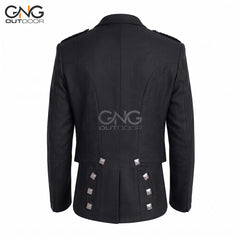 Men’s Scottish Black Prince Charlie jacket and 3 button waistcoat