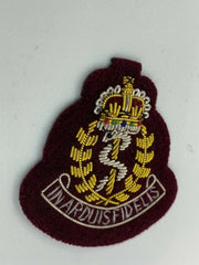 RAMC Officers Beret Badge Royal Army Medical Corps Bullion Wire Badge on Maroon