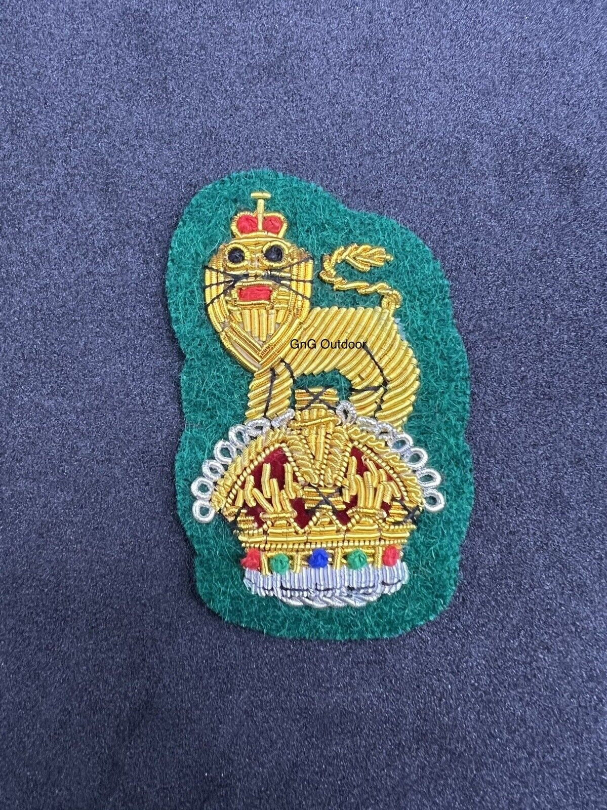 King’s Crown General Staff Officer Beret Badge Embroidered Bullion Wire Badge On Black Felt