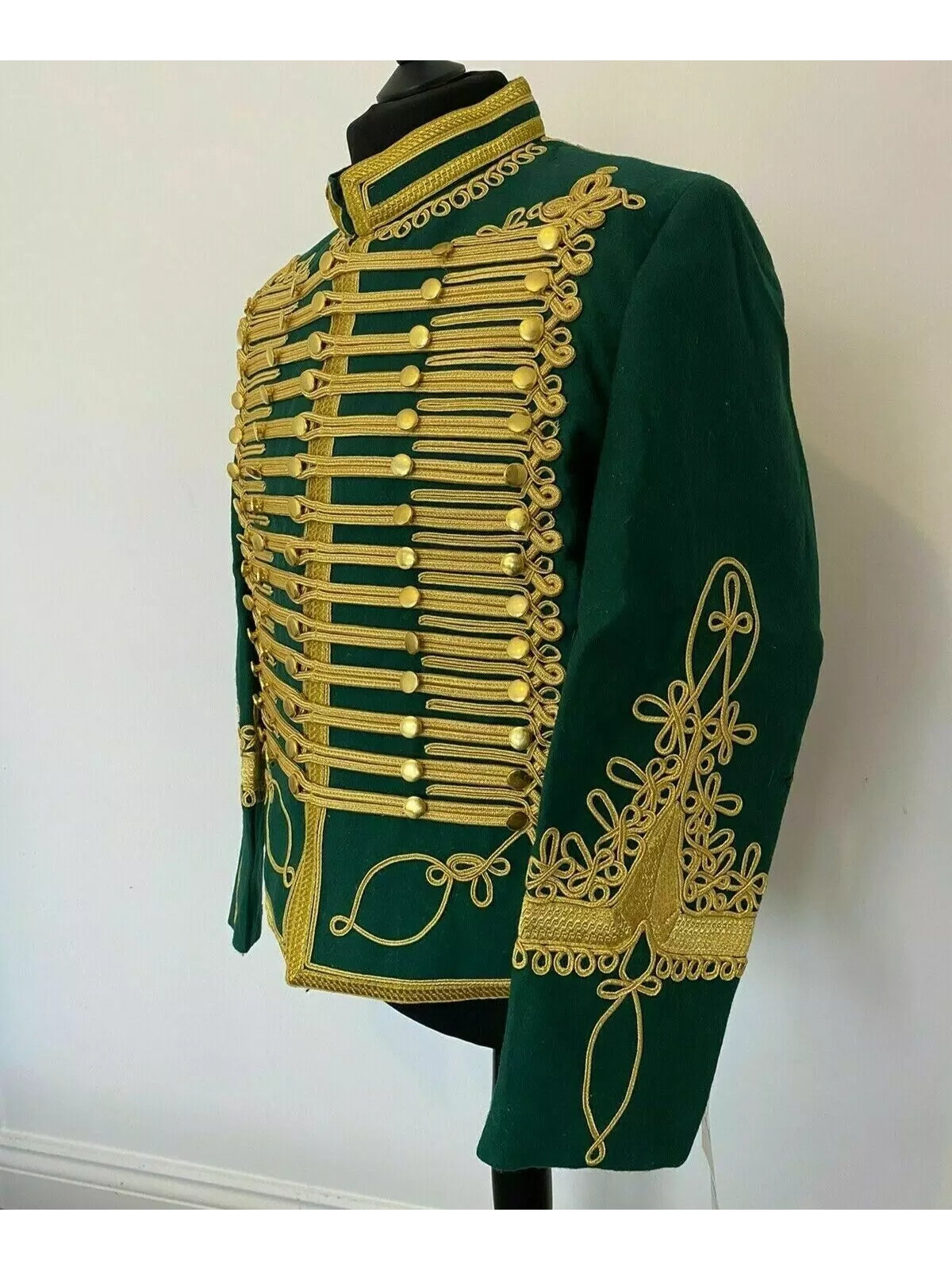 Green Napoleonic Hussar Wool Military uniform jacket Handmade Scottish Jacket