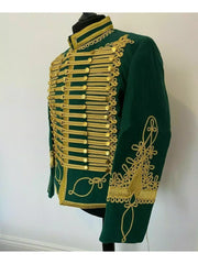 Green Napoleonic Hussar Wool Military uniform jacket Handmade Scottish Jacket