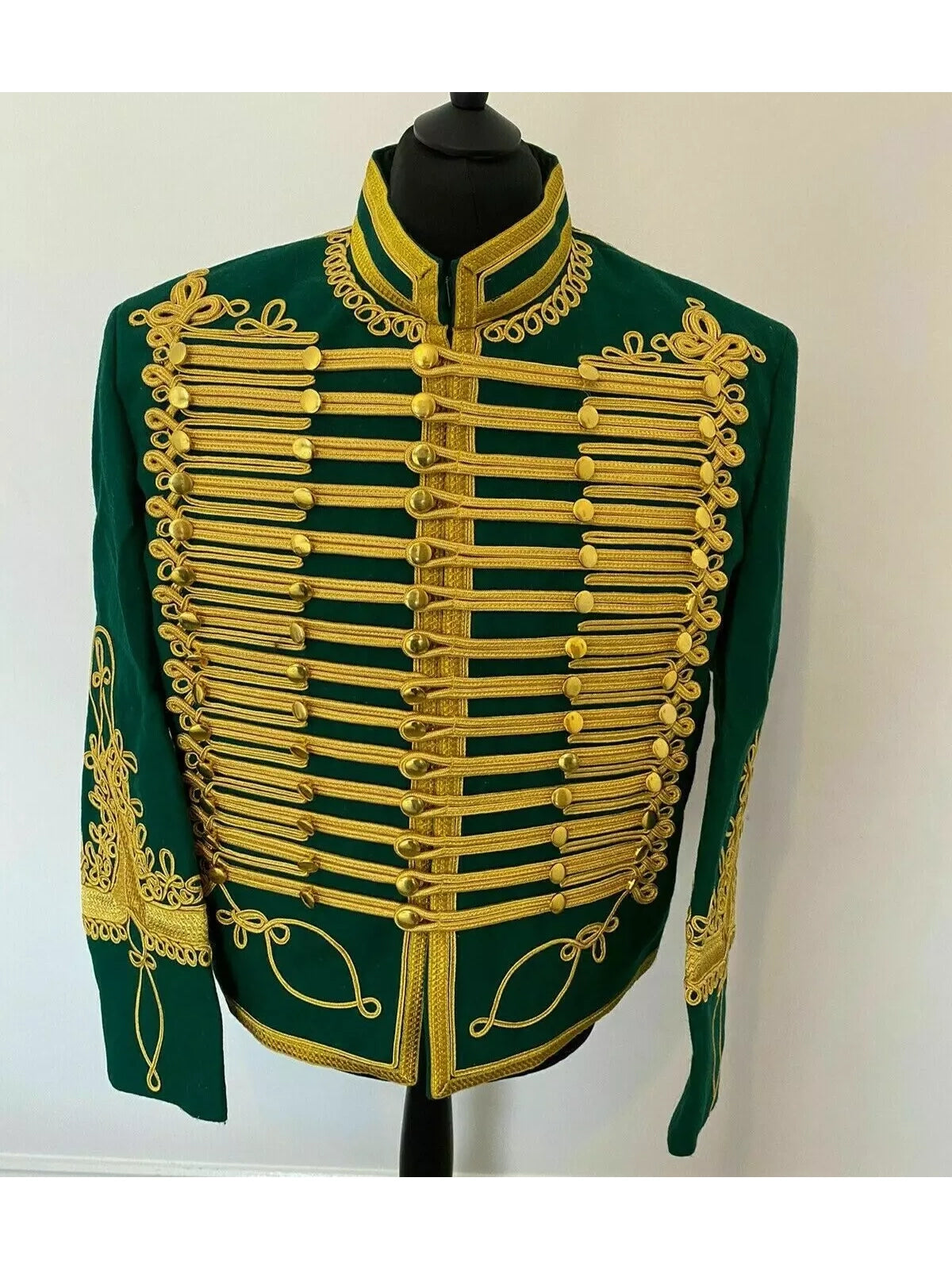 Green Napoleonic Hussar Wool Military uniform jacket Handmade Scottish Jacket