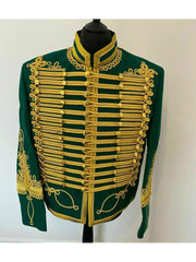 Green Napoleonic Hussar Wool Military uniform jacket Handmade Scottish Jacket