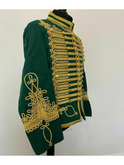 Green Napoleonic Hussar Wool Military uniform jacket Handmade Scottish Jacket