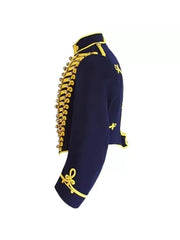 Navy Blue Hussar Wool Military uniform jacket Handmade Scottish Tunic Jacket