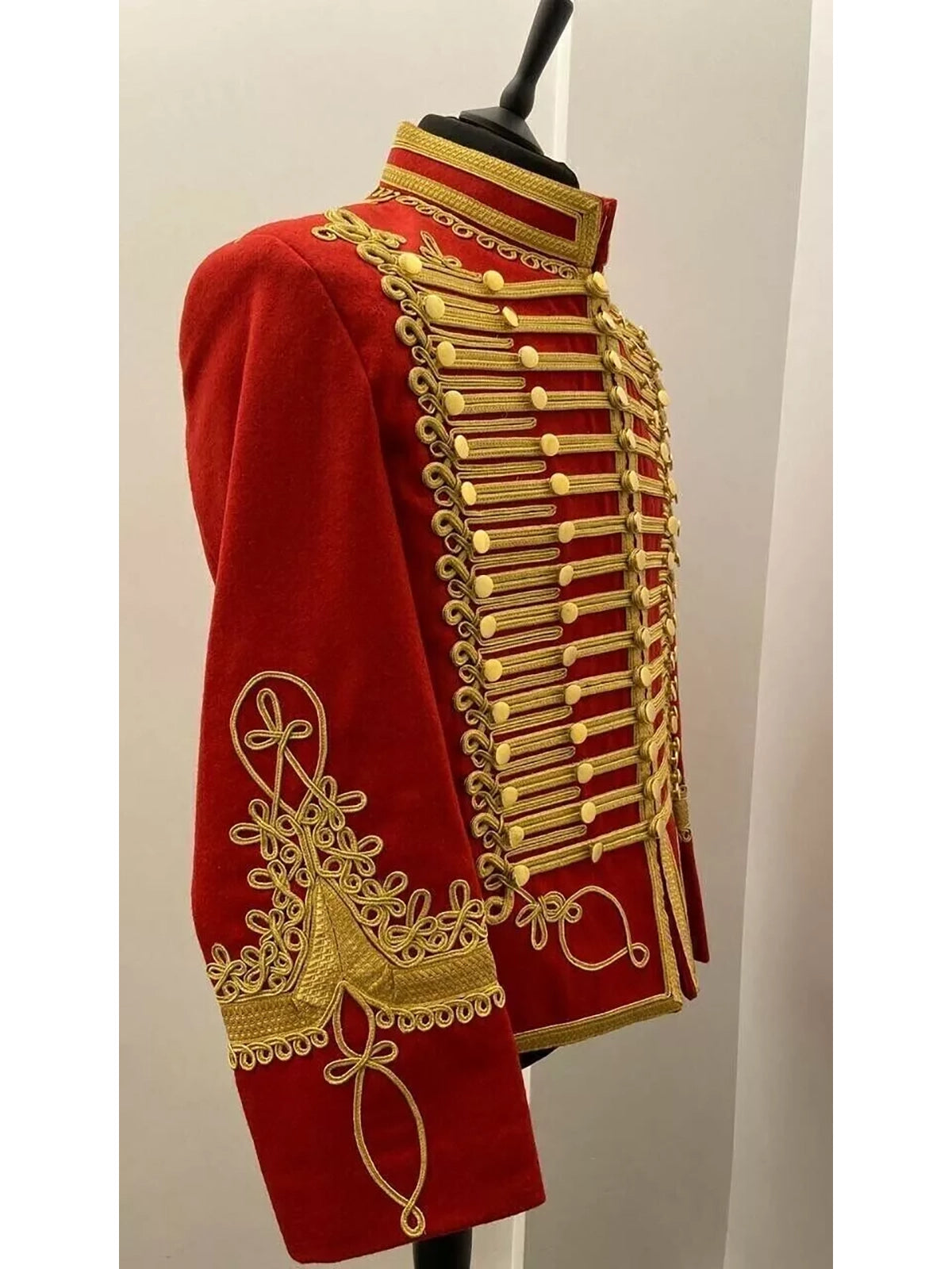 Red Napoleonic Hussar Wool Military uniform jacket Handmade Scottish Jacket