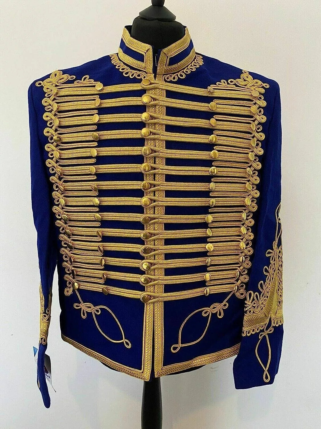 Blue Napoleonic Hussar Wool Military uniform jacket Handmade Scottish Jacket