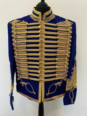 Blue Napoleonic Hussar Wool Military uniform jacket Handmade Scottish Jacket