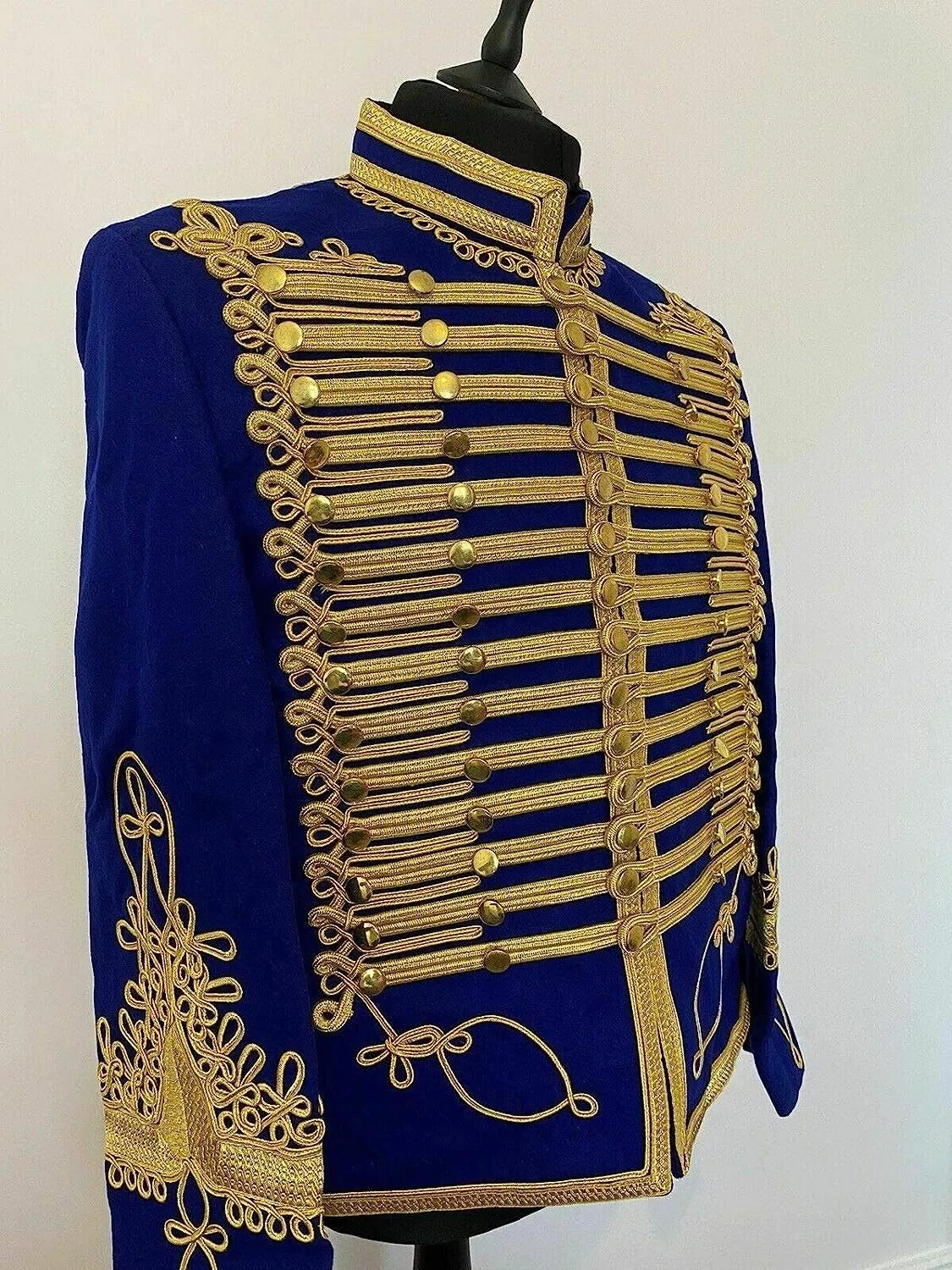 Blue Napoleonic Hussar Wool Military uniform jacket Handmade Scottish Jacket