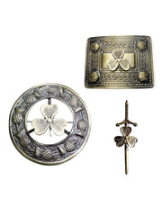 Men's Scottish Shamrock Antique Kilt Pin, Brooch, Buckle