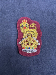 King’s Crown General Staff Officer Beret Badge Embroidered Bullion Wire Badge On Maroon Felt
