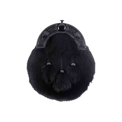 Men's Scottish Black Fur Sporran 3 Tassels Kilt Sporran With Chain Belt