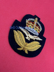 King’s Crown Royal Air Force Embroidered Bullion Wire Cap Badge RAF Hat Badge