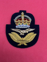 King’s Crown Royal Air Force Embroidered Bullion Wire Cap Badge RAF Hat Badge