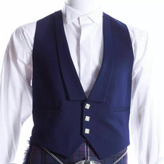 Men's Scottish Blue Wool Prince Charlie Jacket 3 Button Vest Kilt wedding Jacket