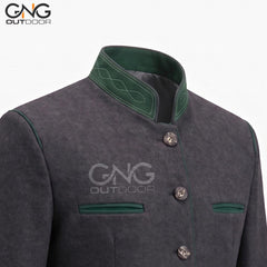 German Bavarian Jacket Charcoal Grey Wool Jacket | Traditional Custom Jacket