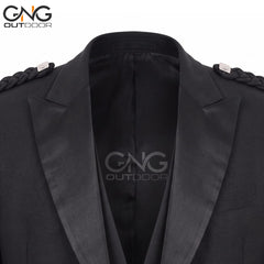 Men’s Scottish Black Prince Charlie jacket and 3 button waistcoat
