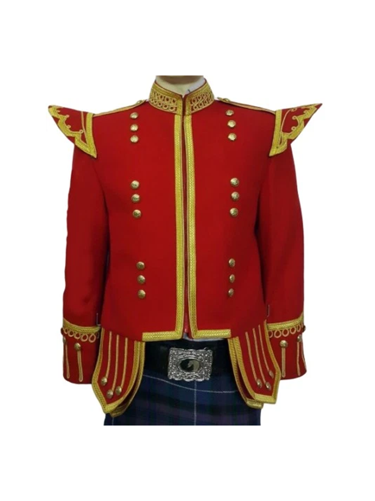 Scottish Red Doublet Kilt Jacket - Military Piper Drummer Doublet Jacket