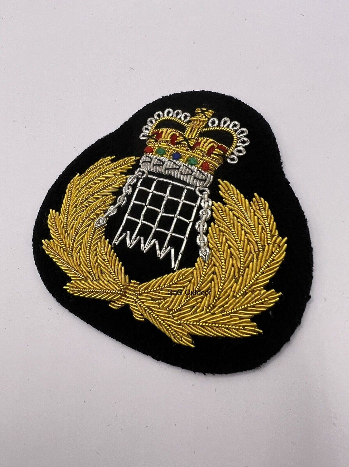 H.M. Customs And Excise Officers Embroidered Cap Badge With Unusual Portcullis