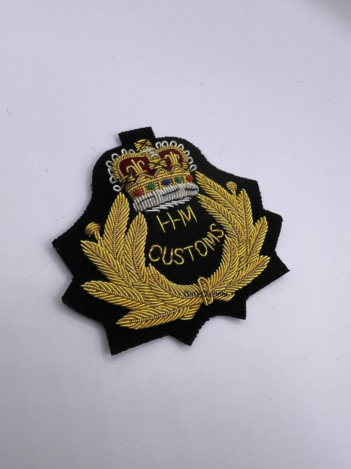 H.M. Customs And Excise Officers Hand Embroidered Bullion And Wire Cap Badge