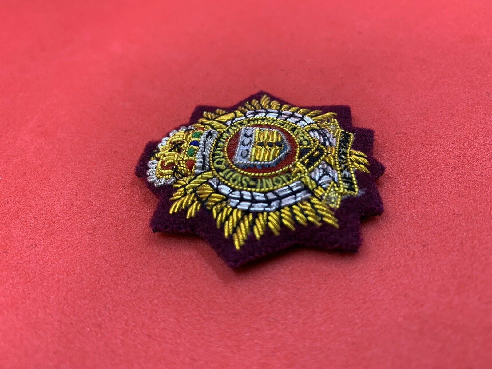 Royal Logistics Corps Cap Badge RLC Officers Beret Embroidered Badge On Maroon Felt