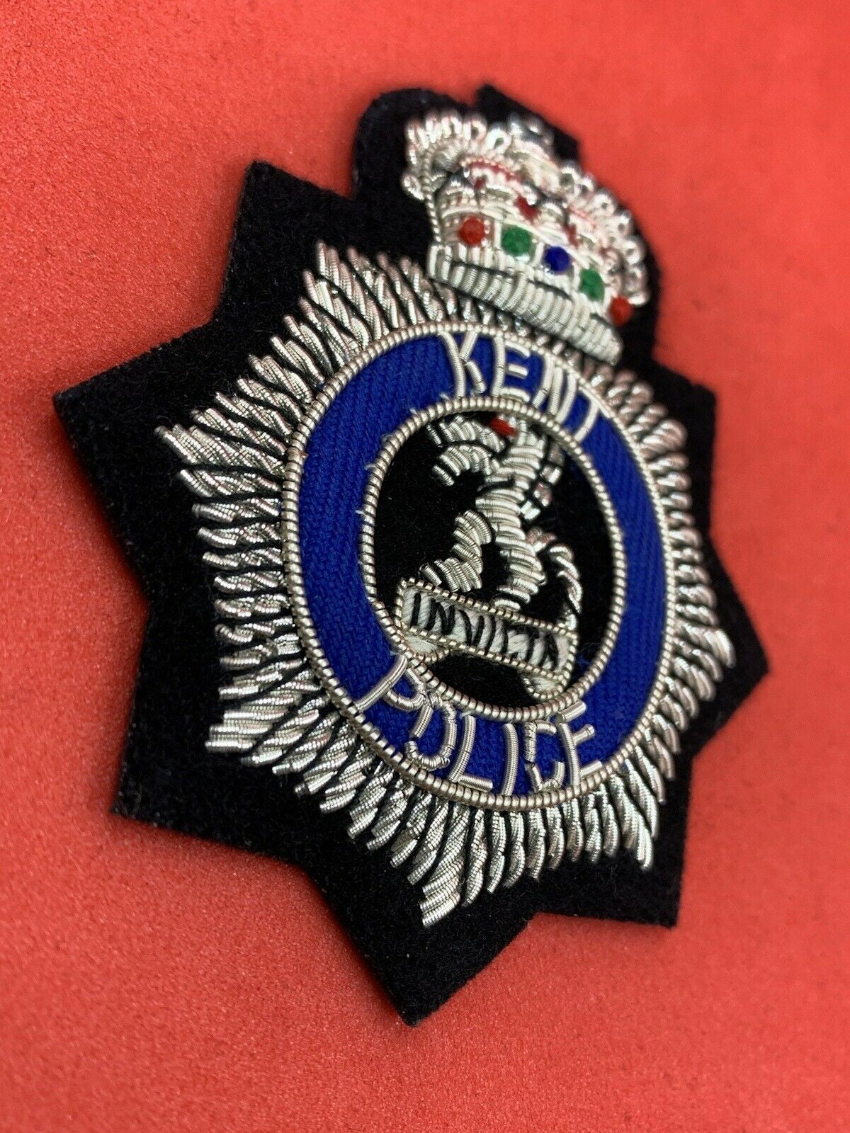 Kent Police Hat Badge Kent Police Hand Embroidered Bullion Wire Cap Badge