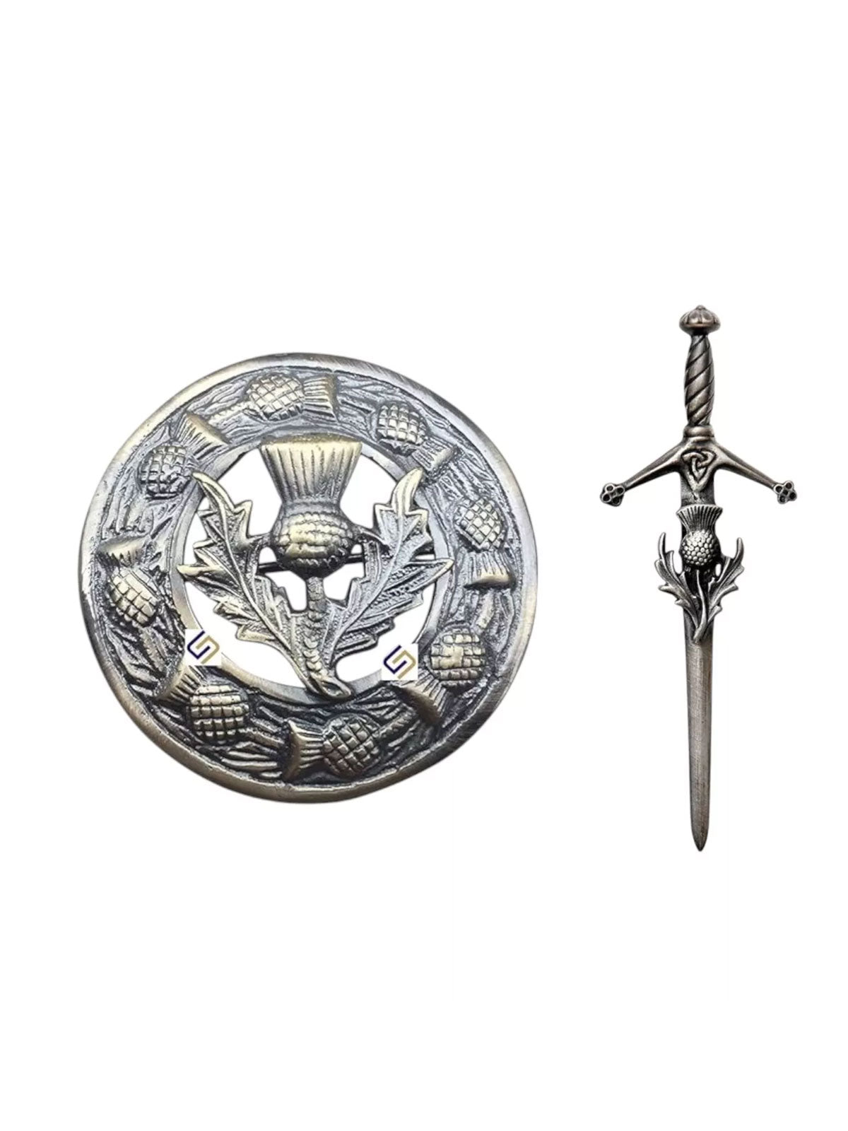 Men's Scottish Thistle Antique Kilt Pin and Brooch