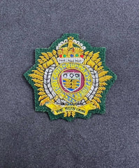 King’s Crown Royal Logistics Corps Cap Badge RLC Embroidered Badge On Green