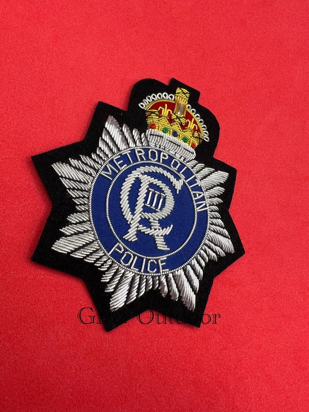 King’s Crown Metropolitan Police Hand Embroidered Bullion Wire Blazer Badge Police Blazer Badges