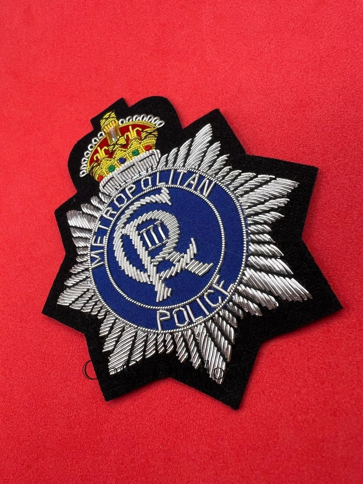 King’s Crown Metropolitan Police Hand Embroidered Bullion Wire Blazer Badge Police Blazer Badges