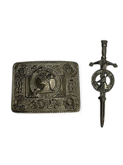 Men's Scottish Antique Stage Head Kilt Pin and Buckle