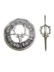 Men's Scottish Stage Head Antique Kilt Pin and Brooch