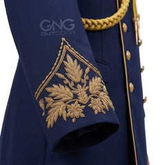 Navy Blue Military Parade Jacket with Gold Embroidery, Band Uniform Coat, Drum Major Jacket, Royal Ceremony & Wedding Blazer