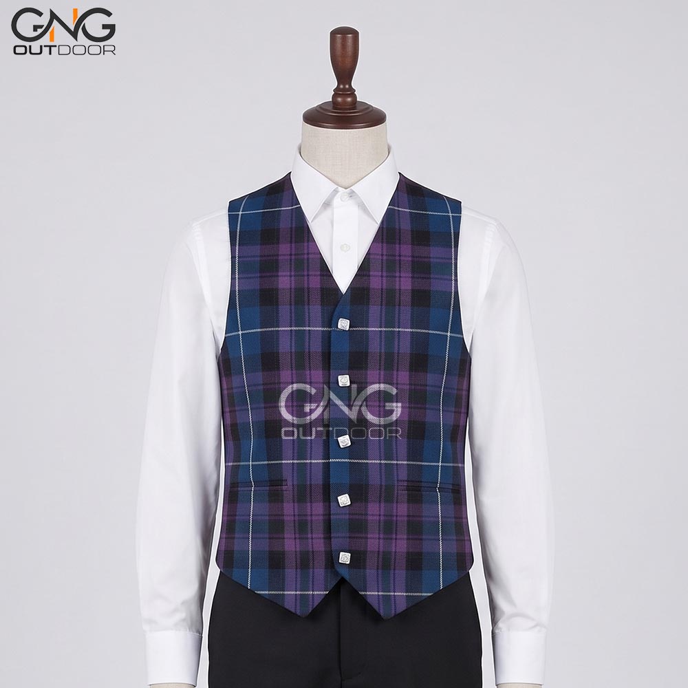 Men's Wedding Pride of Scotland Tartan Vest 5 Button Scottish Kilt Waistcoat