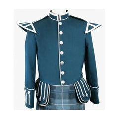 Men's Scottish Green Doublet Kilt Jacket - Military Piper Drummer Doublet Jacket