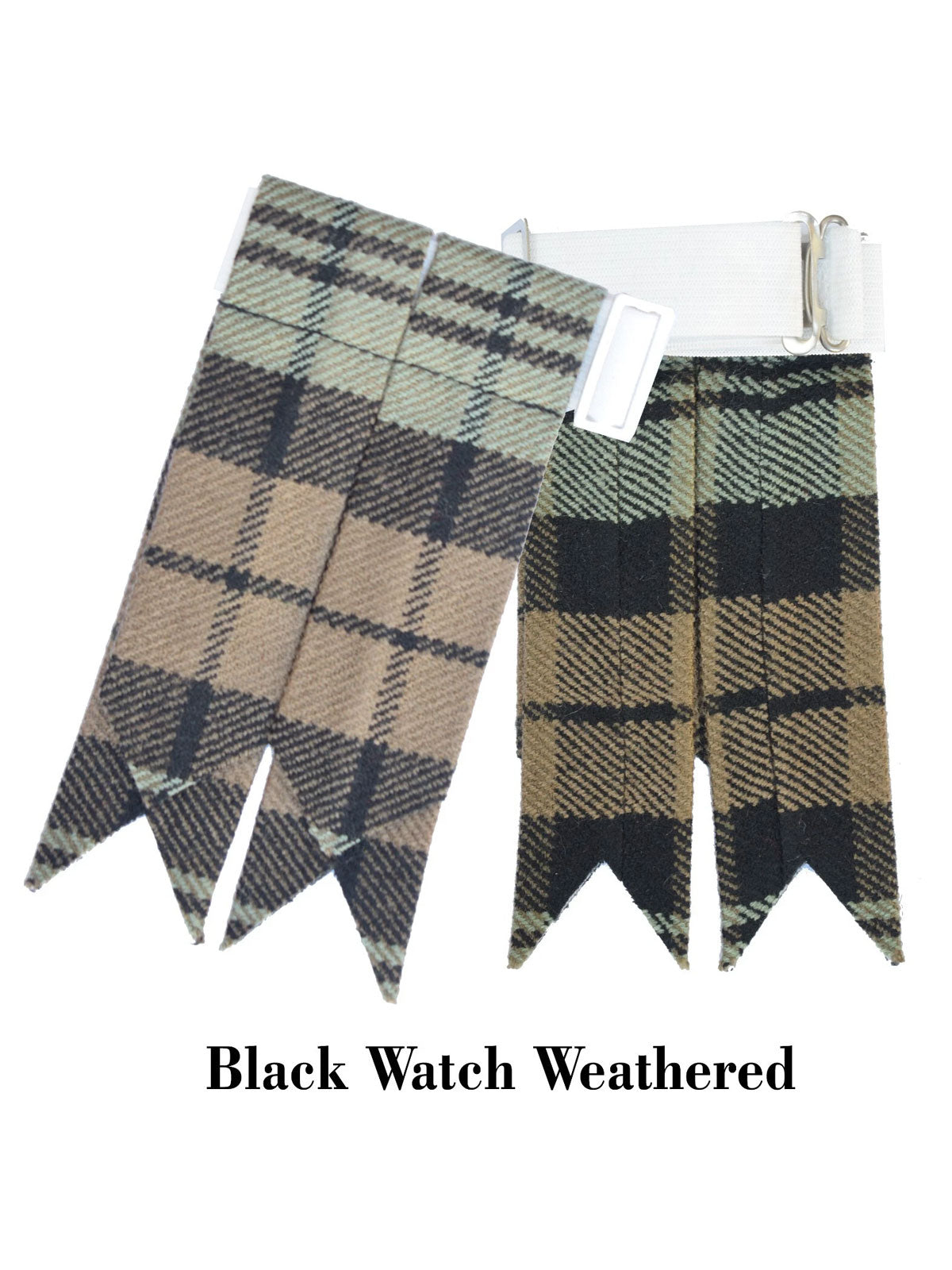 Men's Scottish Black Watch Weathered Tartan Kilt Flashes
