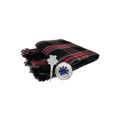 Men's Black Stewart kilt Accessories Fly plaid + Brooch + Pin